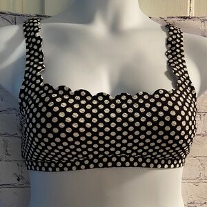 Jessica Simpson Scalloped Black/White Polka Dot Bikini Top, Size M